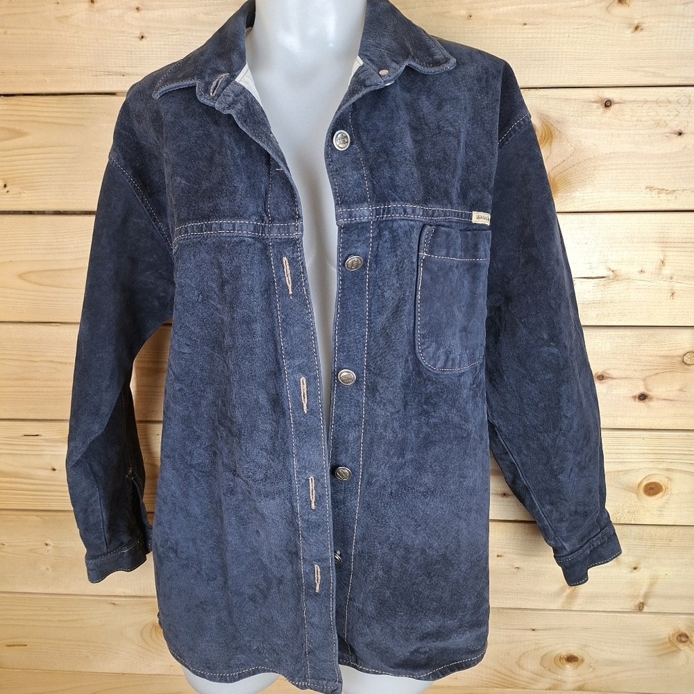Vintage Wash & Wear Leather Suede Button Up Overshirt Jacket Shirt Coat Shacket